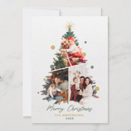 Minimalistisch Onze familie Kerst Drie Foto Bedankkaart