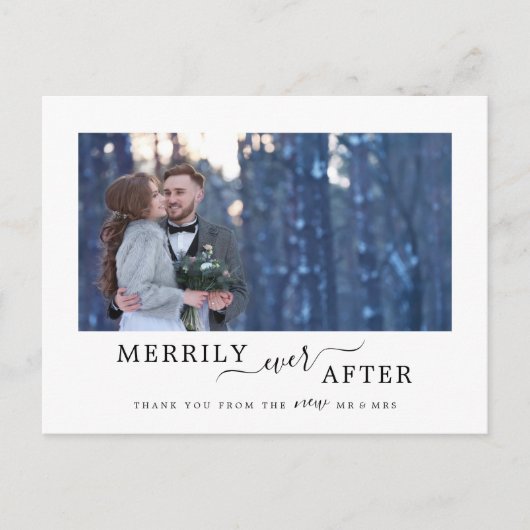 Minimalistisch ooit na Pas getrouwd Dank u wel Feestdagenkaart (Voorkant)