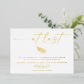 Minimalistisch op laatste bruiloft foto echt folie uitnodiging (Staand Voorkant)