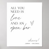 Minimalistisch open barteken | Moderne bruiloft ba Poster (Voorkant)