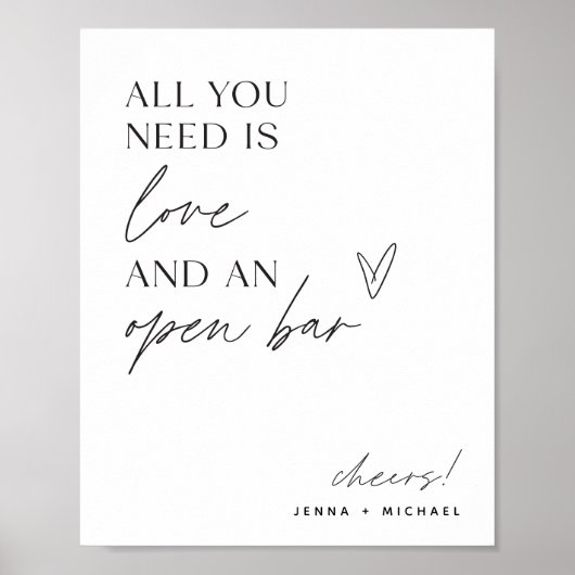 Minimalistisch open barteken | Moderne bruiloft ba Poster (Voorkant)