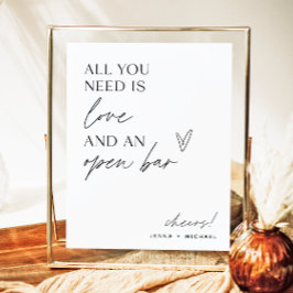 Minimalistisch open barteken | Moderne bruiloft ba Poster