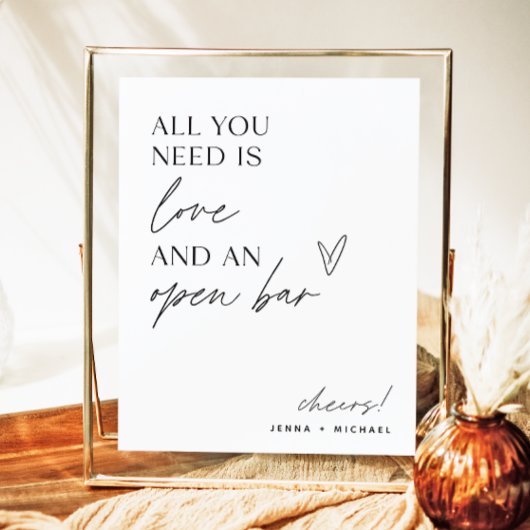 Minimalistisch open barteken | Moderne bruiloft ba Poster