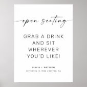 Minimalistisch Open Seating Trouwbord | Modern Poster (Voorkant)