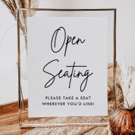 Minimalistisch open zitbord, zoek je stoel poster
