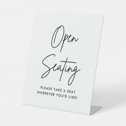 Minimalistisch open zitbord, zoek je stoel reclamebord met voetstuk (Voorkant)