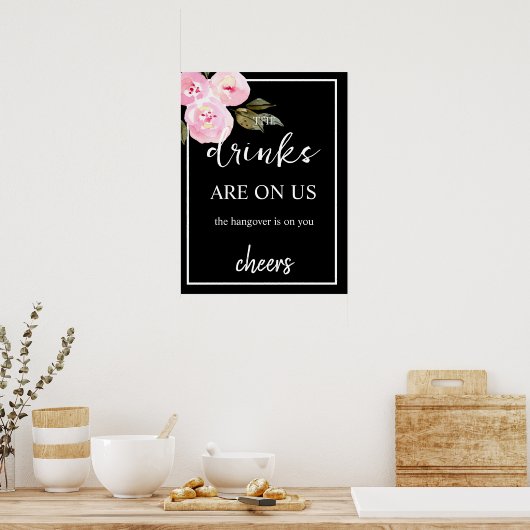 Minimalistisch openbordeken voor zwarte bruiloft poster (Keuken)