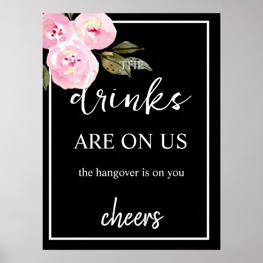 Minimalistisch openbordeken voor zwarte bruiloft poster (Voorkant)