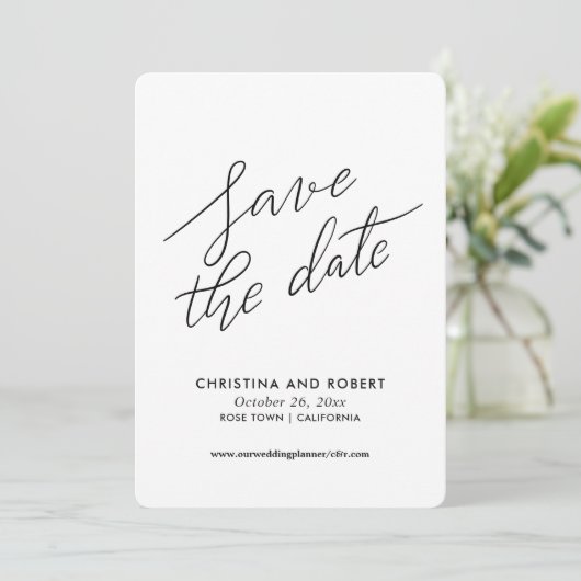 Minimalistisch opslaan van datumhandgeschreven scr save the date (Staand voorkant)