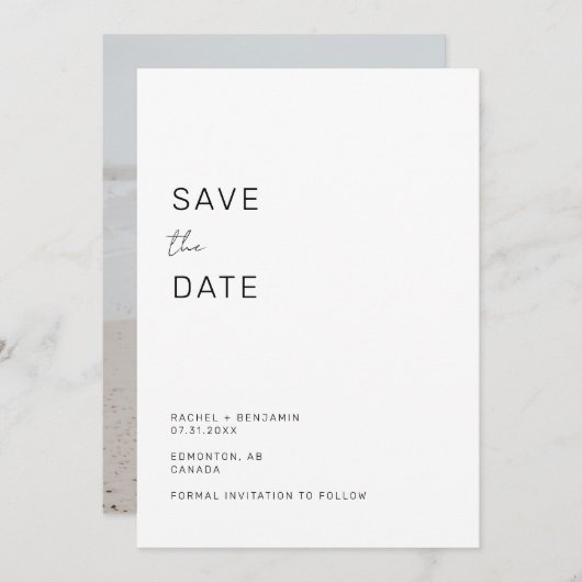 Minimalistisch opslaan van de datum Eenvoudige leg Save The Date (Voorkant / Achterkant)
