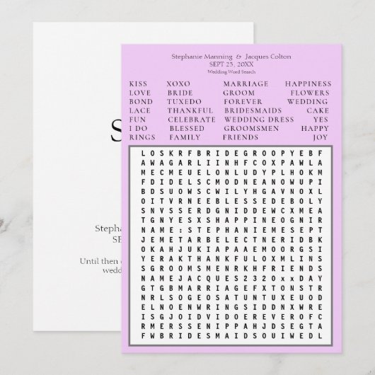 Minimalistisch opslaan van de datum Word-zoekopdra Kaart (Voorkant / Achterkant)