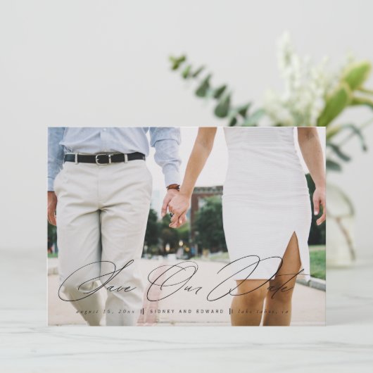 Minimalistisch opslaan van onze datumfotokaart in kaart (Staand voorkant)