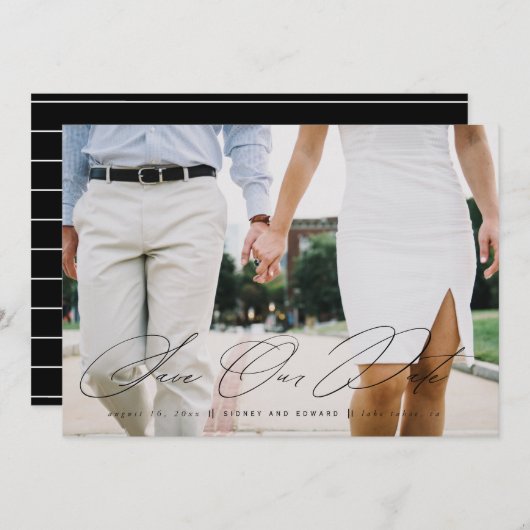 Minimalistisch opslaan van onze datumfotokaart in kaart (Voorkant / Achterkant)