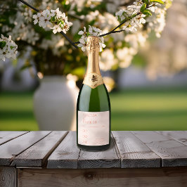 Minimalistisch Oranje bruiloft mousserende wijn la Sparkling Wijnetiket