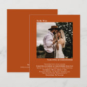 Minimalistisch Oranje foto-BUDGET bruiloft uitnodi (Voorkant / Achterkant)