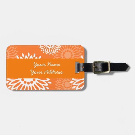 Minimalistisch Oranje Mandala geometrisch bloemenp Bagagelabel (Voorkant horizontaal)