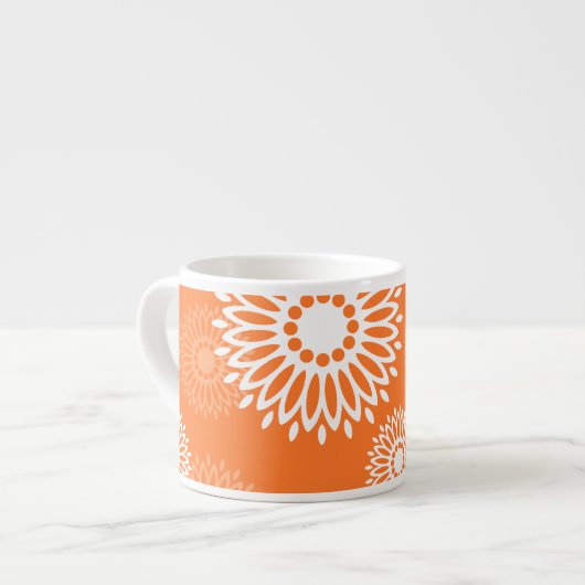 Minimalistisch Oranje Mandala geometrisch bloemenp Espresso Kop (Links)