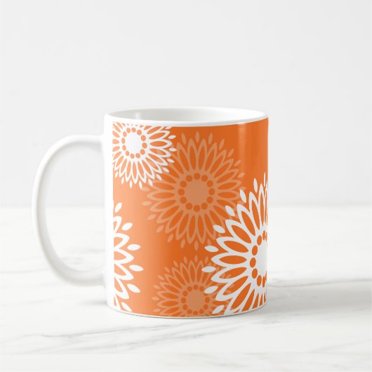 Minimalistisch Oranje Mandala geometrisch bloemenp Koffiemok (Links)