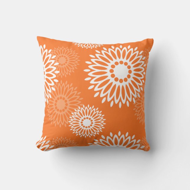 Minimalistisch Oranje Mandala geometrisch bloemenp Kussen (Voorkant)