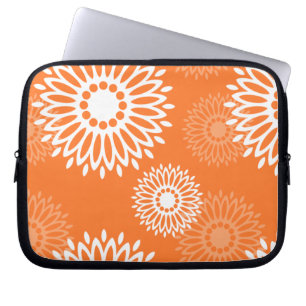 Minimalistisch Oranje Mandala geometrisch bloemenp Laptop Sleeve