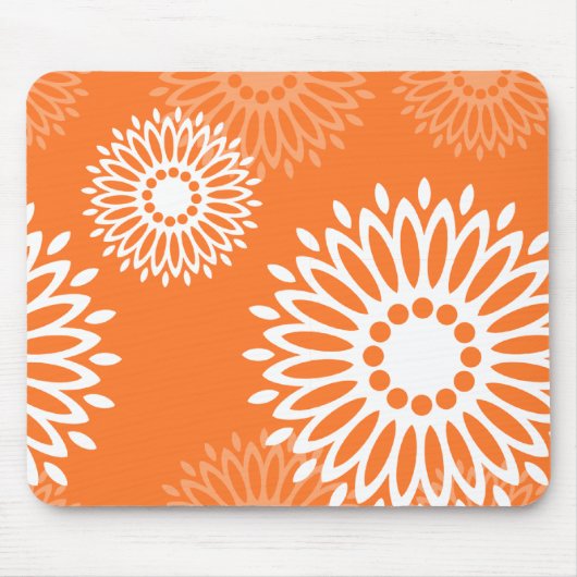 Minimalistisch Oranje Mandala geometrisch bloemenp Muismat (Voorkant)