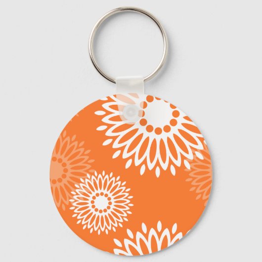 Minimalistisch Oranje Mandala geometrisch bloemenp Sleutelhanger (Voorkant)