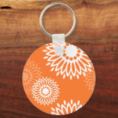 Minimalistisch Oranje Mandala geometrisch bloemenp Sleutelhanger (Voorkant)