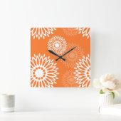 Minimalistisch Oranje Mandala geometrisch bloemenp Vierkante Klok (Huis)