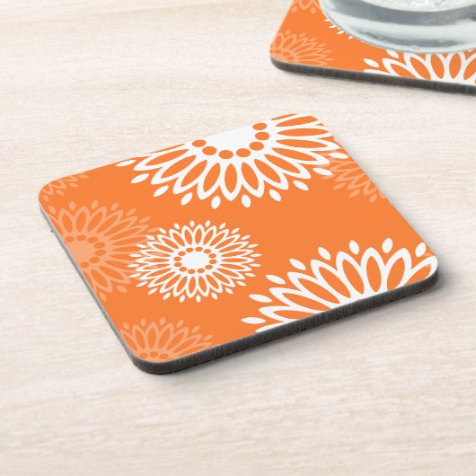 Minimalistisch Oranje Mandala Geometrisch Bloempat Drankjes Onderzetter (Linkerzijde)