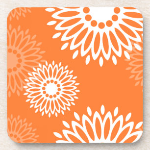 Minimalistisch Oranje Mandala Geometrisch Bloempat Drankjes Onderzetter