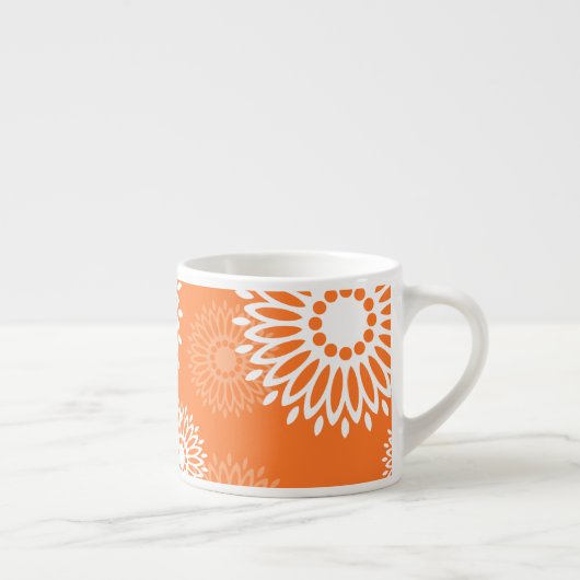 Minimalistisch Oranje Mandala Geometrisch Bloempat Espresso Kop (Rechts)