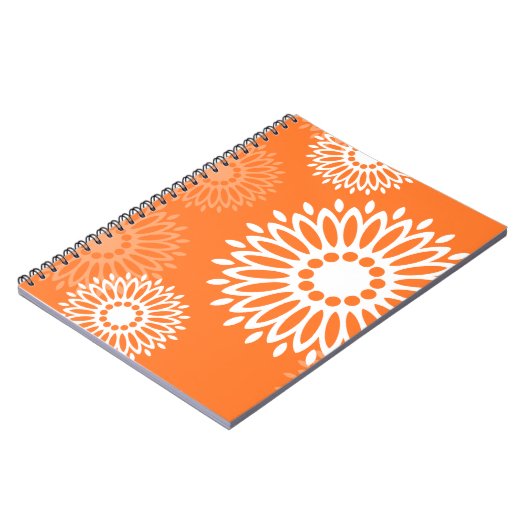 Minimalistisch Oranje Mandala Geometrisch Bloempat Notitieboek (Linkerzijde)