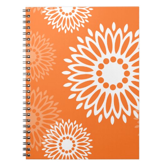 Minimalistisch Oranje Mandala Geometrisch Bloempat Notitieboek (Voorkant)