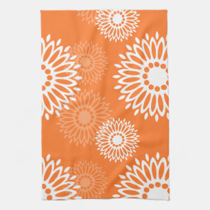 Minimalistisch Oranje Mandala Geometrisch Bloempat Theedoek