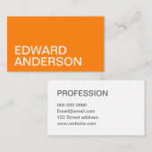 Minimalistisch oranje modern, vetgedrukt visitekaa visitekaartje (Voorkant / Achterkant)