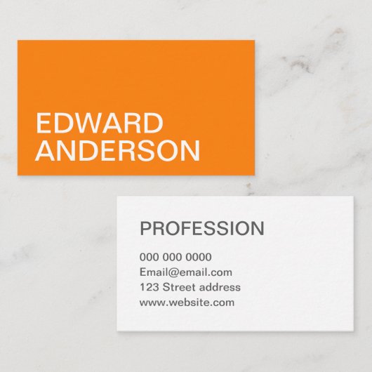 Minimalistisch oranje modern, vetgedrukt visitekaa visitekaartje (Voorkant / Achterkant)