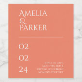 Minimalistisch Oranje Wijnlabel voor bruiloft Wijn Etiket (Enkel label)