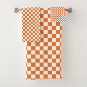 Minimalistisch Oranje wit gecontroleerd Bad Handdoek