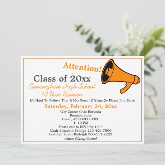 Minimalistisch Oranje Witte Hoogleraar Reunion Kaart (Staand voorkant)