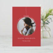 Minimalistisch Ornament Lijst Foto Holiday Kaart (Staand voorkant)