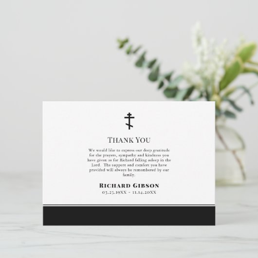 Minimalistisch Orthodox Christelijk Gedenkteken Bedankkaart (Staand voorkant)