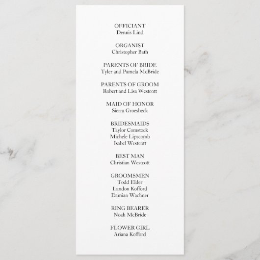 Minimalistisch Ovaal Afbeelding Vlak Huwelijksprog Programmakaart (Achterkant)