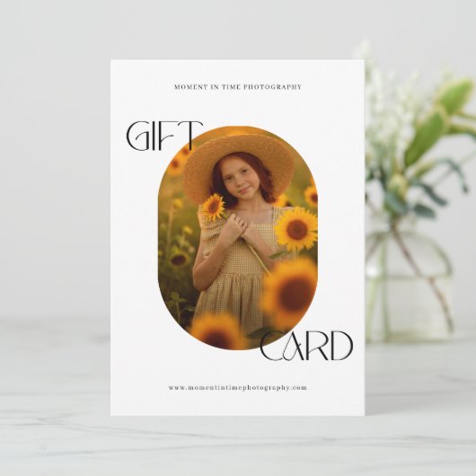 Minimalistisch Ovaal Fotofotografie Cadeaubon (Staand voorkant)