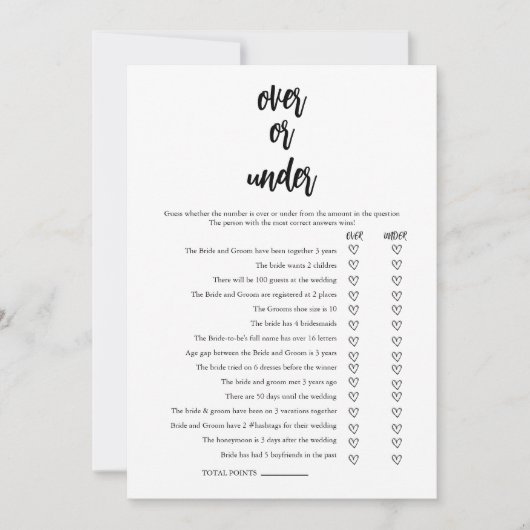 Minimalistisch Over of Onder Vrijgezellenfeest Gam Kaart (Voorkant)