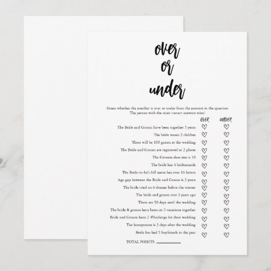 Minimalistisch Over of Onder Vrijgezellenfeest Gam Kaart (Voorkant / Achterkant)