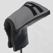 Minimalistisch overmaats Initiaal grijs en zwart Golfheadcover (3/4 voorkant)