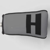 Minimalistisch overmaats Initiaal grijs en zwart Golfheadcover (Voorkant)