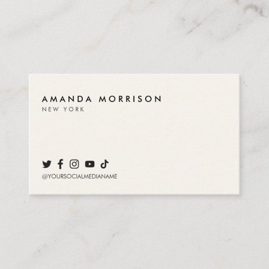Minimalistisch overzicht van professionele sociale visitekaartje (Voorkant)