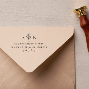 Minimalistisch paar Initialen Floral Return Addres Rubberstempel