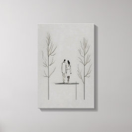 Minimalistisch paar moderne lijnkunst canvas afdruk